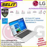 [Selit Trading] LG Laptop Gram 14.0'', 16:10 WUXGA (1920 x 1200) IPS Display, 11th Gen Intel Core i5 Processor (Certified Evo™ Platform), 16GB RAM, 512GB NVMe SSD and Thunderbolt™ 4, Quartz Silver [2 Years International Warranty Parts and Labor]