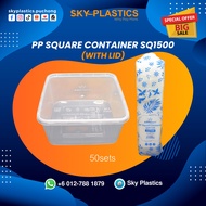 SQ1500 Square Disposable Plastic Container | Food Container | Bekas Petak 1500ml