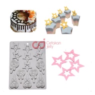 CJ Chocolate Mold Chocolate Ornament Star Heart Plastic Stick Cake Decoration
