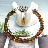 手鍊 天然 碧璽 原礦 黃碧璽 黃鐵礦 925銀飾 手珠 寶石