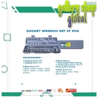 Tool Set Socket Wrench Set 27 pcs + Wrench Ring Wrench Set 11 pcs Tool Kit