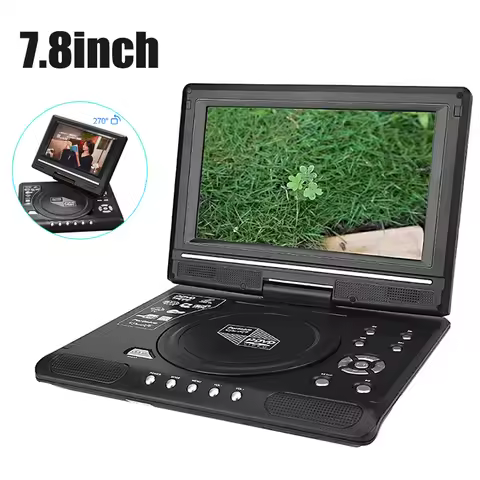 Portable 7.8 Inch DVD CD EVD Disc Player Hone Game TV Player 270Β° Rotatable LCD Screen Mini DVD Play
