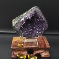 Amethyst Cave Collections ~ Natural Green Agate Druzy-Amethyst Co-Exist Piece