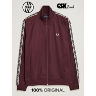 Fred Perry Oxblood Maroon Taped Grey Tracktop Original 100% (J4575 - 22)