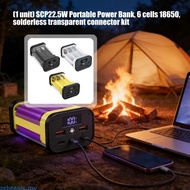 Transparents 22.5W PowerBank Case for 6x18650 Batteries  Solder Easy Assembly