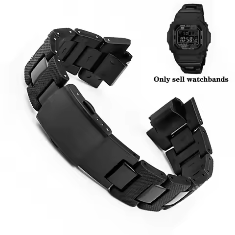 Men's Watch Bracelet for Casio G-SHOCK DW-5600 DW6900 DW9600 GW-M5610 Black Plastic Strap Stainless