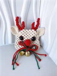 手工編織Marcrame聖誕麋鹿袋手機包包 編織包包