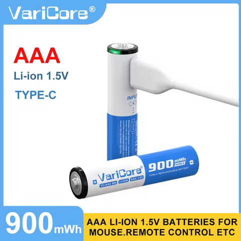 VariCore VC-AAA 900 1.5V USB AAA Lithium Ion Battery 900mWh High Capacity Rechargeable Battery Type-