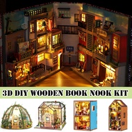 DIY Book Nook Kit 3D Wooden Book Stand Puzzle LED Glowing Book Nook DIY Wooden Dollhouse Kit Wooden 