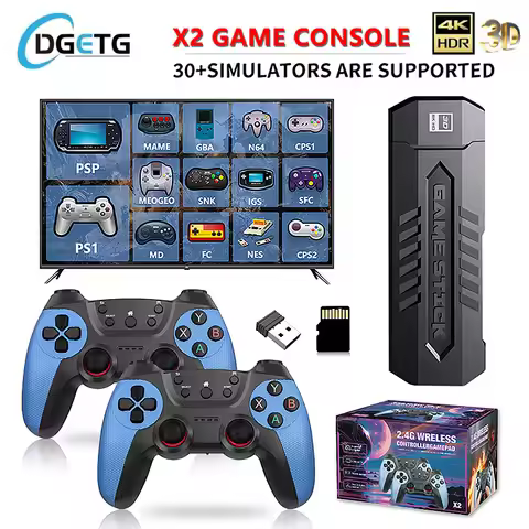 X2PLUS 256G 60000+ Game Stick 4K HD Video Game Console Wireless Controller 2.4G Double ireless Contr