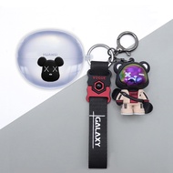 For Huawei FreeClip Case Cartoon Bear Piggy Keychain Cute Huawei FreeClip Transparent Soft Case Shockproof Shell Astronaut Pendant Huawei FreeClip Clear Protective Cover