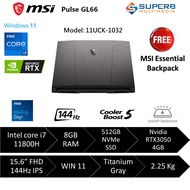 MSI Pulse GL66 11UCK-1032MY Gaming Laptop (Intel Core i7 11800H, 8gb ram, 512gb ssd, Nvidia RTX3050 