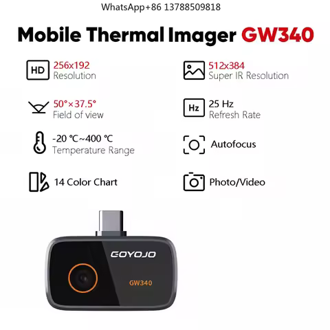 Thermal Camera 512x384 Super Resolution, 256x192 IR Resolution Thermal Imager for IOS iPhone 17/16/1