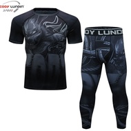 ：“{—— Men's MMA Rashguard Gym Clothing Compression Shirt Pants Sport Suits Boxing Tracksuits Quick Dry Fitness Sportswear Running Set