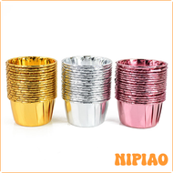 NIPIAO ห่อเค้กถ้วยคัพเค้กซิลิโคนไลเนอร์50ชิ้น,กล่องถาดใส่แก้วอบเครื่องมือทำขนมอบถ้วยกระดาษเค้กสำหรับ