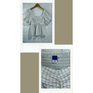 0LD NAVY cotton blend gingham print puff short sleeve top preloved C