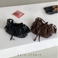 1NIE.STUDIO | High-quality bow tie crossbody bag with unique Korean design, glossy PU leather, multi