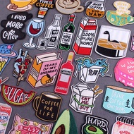 Embroidered Patch Coffee Drinks Patch Clothing Thermoadhesive Patches On Clothes Cartoon Food Iron O