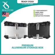 🔥[Ready Stock]🔥 Aluminum Top Box Premium Heavy Duty Aluminium Storage Box Motorcycle Motosikal 45L 55L
