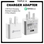 Charger Adapter 15W Fast Charging Travel Adapter Charger USB Port UK Plug For Android Phone