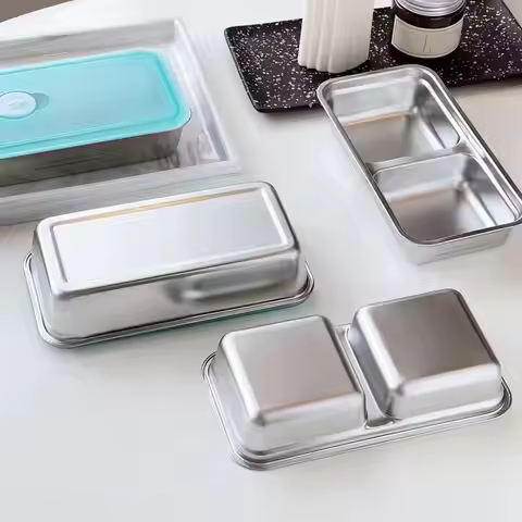 304 Stainless Steel Lunch box Reusable Snack Containers with Lids Dishwasher Safe Bento Box Portable