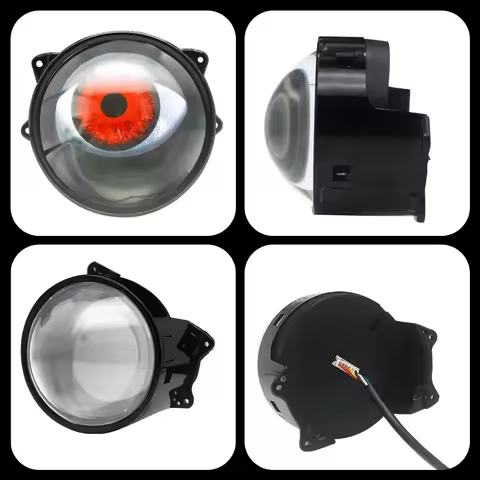 LED Car Dynamic Devil Eye Large Light 3-inch 33 Mode 3D Lens Dynamic Pupils Headlight Car Light Remo
