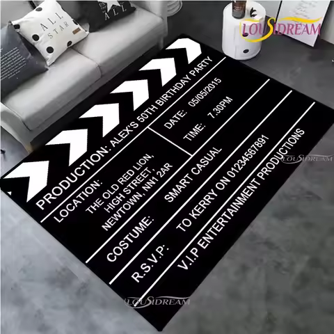 Vintage Projector Theme Movie Night Clapperboard Retro Cinema Atmosphere Table Cinema Rug Kitchen Do