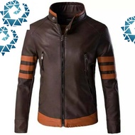 jaket kulit lelaki belang motosikal baju men jacket kasual ss4555qq