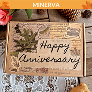 Hộp quà tặng hoa khô vintage handmade MINERVA màu kraft kèm lót rơm nhiều kích thước