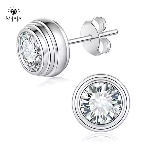 M-JAJA 1/2ct Moissanite Bubble Stud Earrings for Women Gold Plated S925 Sterling Silver Diamond Earr