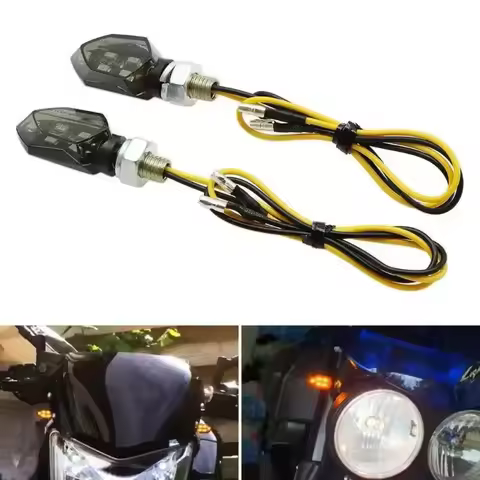 Universal Mini Motorcycle Smoke Lens Turn Signal Light Super Bright 5LED 12V Motorbike Lamp Amber Bl