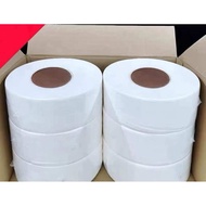 (12 ROLLS) Jumbo Roll Tissue (JRT)/Tuala Roll Jumbo / Tissue Paper 2-PLY Virgin Pulp Toilet Tissue