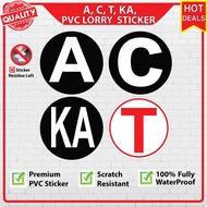 Lorry Sticker KA, T ,C, A JPJ Sticker