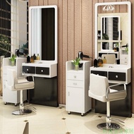 Beauty Barber Shop New Mirror Mirror with Cabinet Mirror Table Hair Salon Hairdressing Mirror Table 