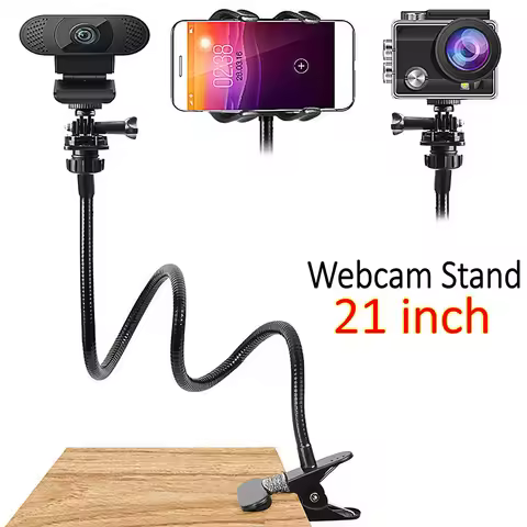 Flexible Desk Mount Gooseneck Clamp Webcam Stand for Gopro/Logitech C925e C922x
