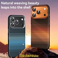 Carbon Fiber Pattern Phone Case for IPhone 17 Pro Max Magnetic Wireless Charging Shockproof Protect 