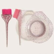 3 Pieces Glitter Clear Hair Colour Brush And Bowl Hair Colour Kit Professional Hair Colour Applicato