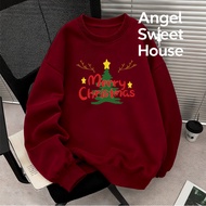 (24 Hours Delivery) Angel Official oversize Korean Style Round Neck Hip Hop Shirt Christmas Pattern 