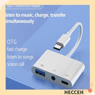 HECCEH Type-C to 3.5m Tablet Headphone USB Splitter Data Transmission