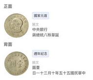 Taiwan,臺灣硬幣,1966,蔣總統八秩5枚一組-1
