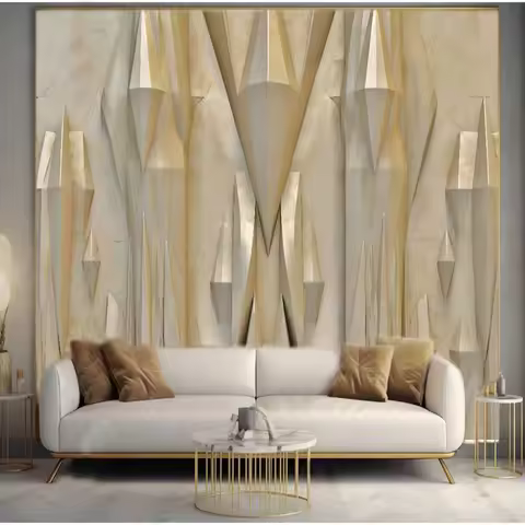 Custom Wallpaper Modern Light Luxury Abstract Pattern Gold Geometric Art Bedroom Background Wall 3D 