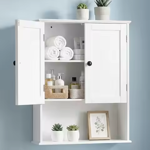 White 30 x 24 Wall-Mounted Medicine Cabinet with Adjustable Shelves for Bathroom, Laundry Room, and 