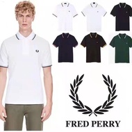 FRED PERRY เสื้อยืดแขนสั้นสำหรับผู้ชาย,เสื้อโปโลลำลองธุรกิจมีปกคอเสื้อลายทางสำหรับฤดูร้อนเสื้อ Paul