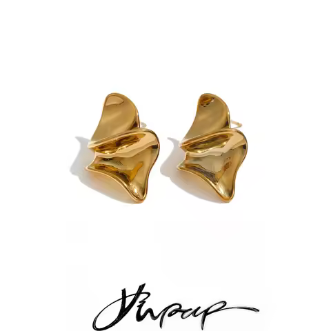 Yhpup Smooth Stainless Steel Metal Stud Earrings for All Occasions Versatile Texture Geometric Attra