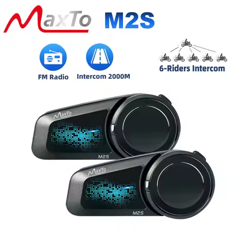 Maxto M2S Motorcycle Helmet Bluetooth Headset Group Intercom Waterproof 15S Auto Answer HIFI Sound E