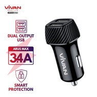 VIVAN Car Charger CC02C 3 4A Dual USB Smart IC Quick Charging multi-purpose B7D1 modern NEW contempo