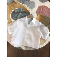 เสื้อเชิ้ต ทรงครอป งานตัดแบรนด์ 3F.seoul nista ออแกนดี้แท้ ถ่ายจากงานจริง100%