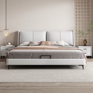 Ailaijia Italian Minimalist Light Luxury Leather Bed Double Bed Genuine Leather Light Luxury Master 