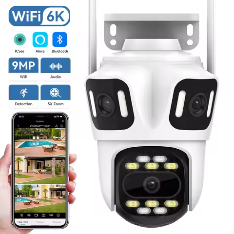 Three Lens Three Screens 6K HD PTZ Wifi IP Camera Dual Len Dual Screens 4K Auto Tracking Outdoor Wir