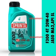 (1LITER) PETRONAS SPRINTA F300 4T 20W-40 MINERAL API SL, JASO MA2 1L MOTORCYCLE OIL MINYAK HITAM